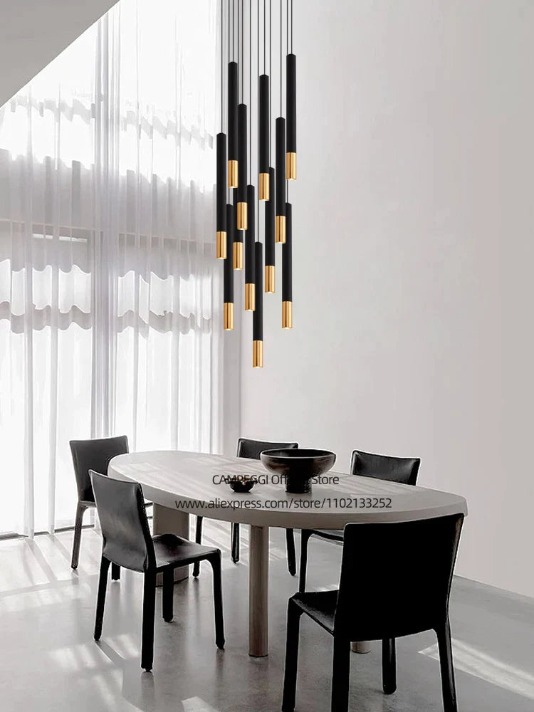 Afralia™ Black Gold Pendant Lamp: Modern Nordic Designer LED Indoor Lighting