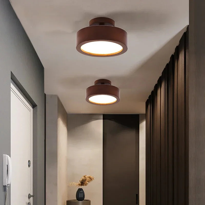 Nordic Wooden LED Ceiling Light - Afralia™ Minimalist Round Bedroom Lamps for Living Room