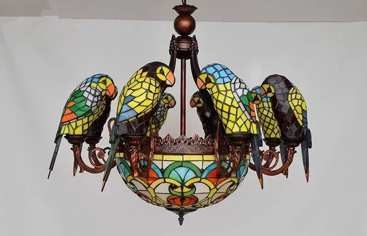 Afralia™ Glass Parrot Pendant Chandelier - Luxury Home Lighting Fixture
