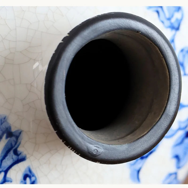 Afralia™ Blue & White Porcelain Gourd Teapot Vase - Chinese Retro Flower Arrangement Accessories