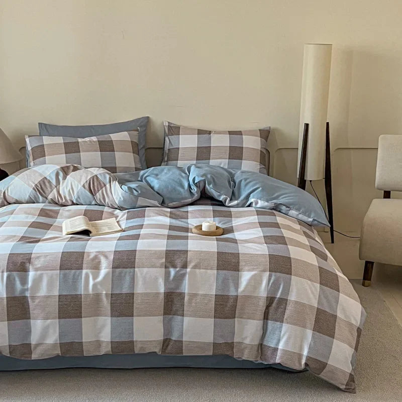 Afralia™ Geometric Pattern Cotton Fitted Sheet Set, King/Queen Bed Comfort Bedding