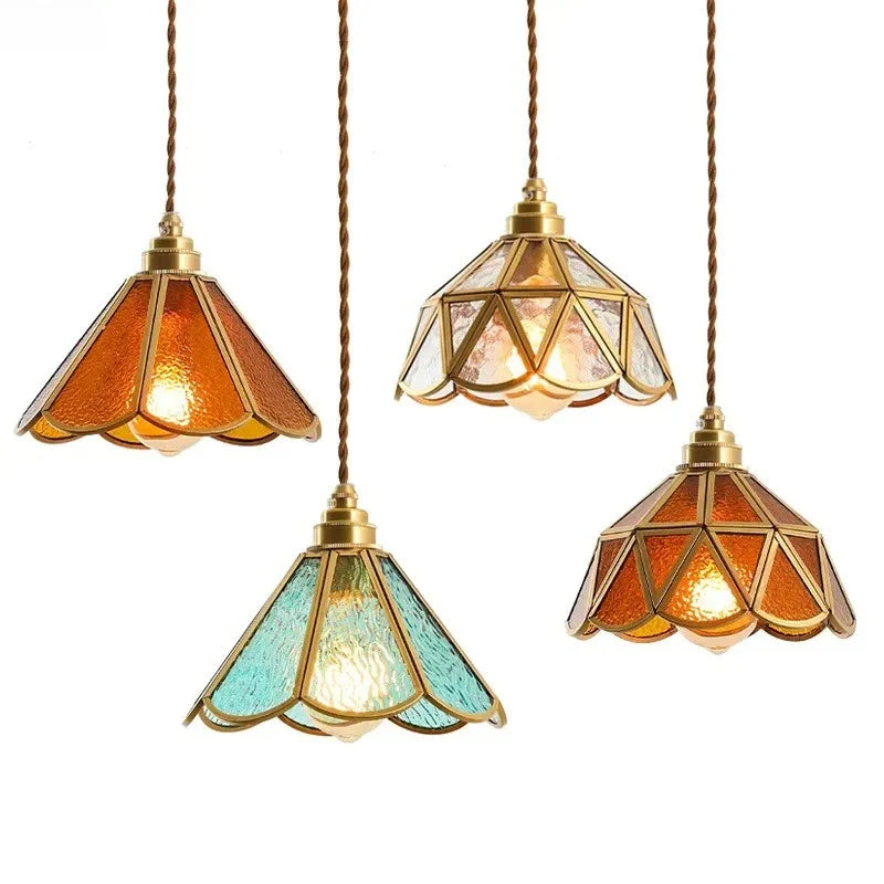 Vintage Pendant Lamp for Bedroom Bar Cafe Glass Copper LED Pendant Lights by Afralia™