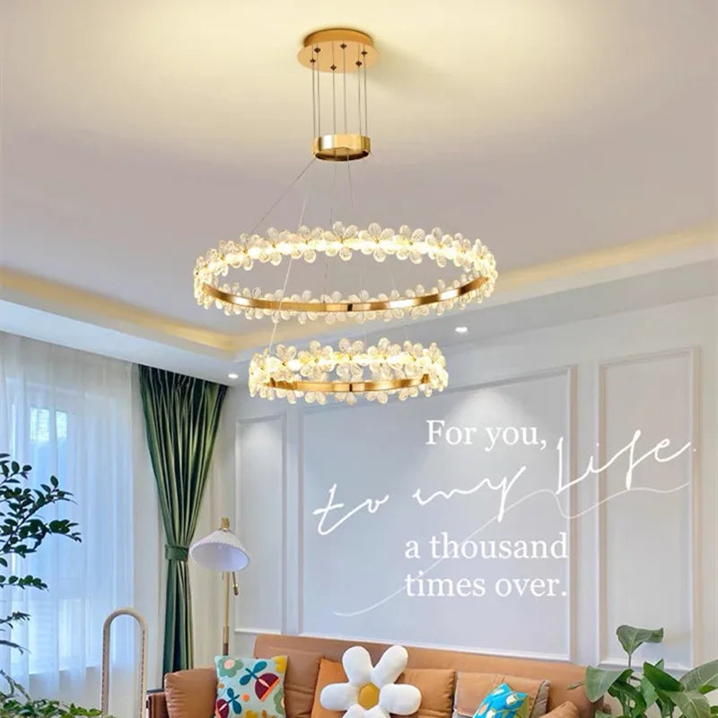 Afralia™ Crystal Ring LED Chandelier: Modern Luxury Pendant Lamp for Home Decor