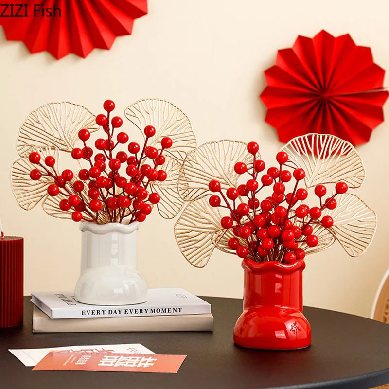 Afralia™ Snow Boots Ceramic Vase for Modern Home Decor & Flowers Arrangement