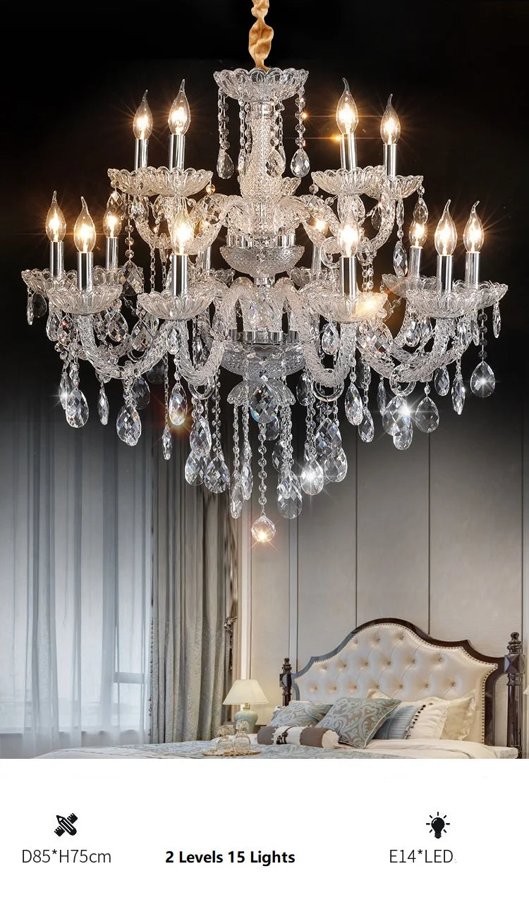 Afralia™ Crystal Chandelier Light for Luxury Living Room Bedroom Hotel Villa Lighting