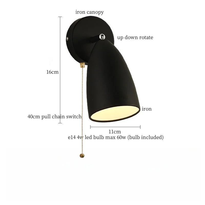 Afralia™ Swing Long Arm Iron Art LED Wall Light - Nordic Minimalism Bedroom Living Room Lampara Pared