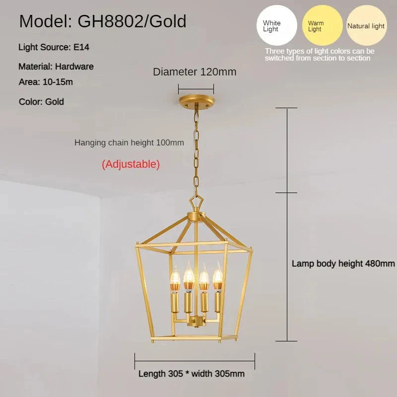 Afralia™ Vintage Birdcage Pendant Light for Modern Living Room and Kitchen Island