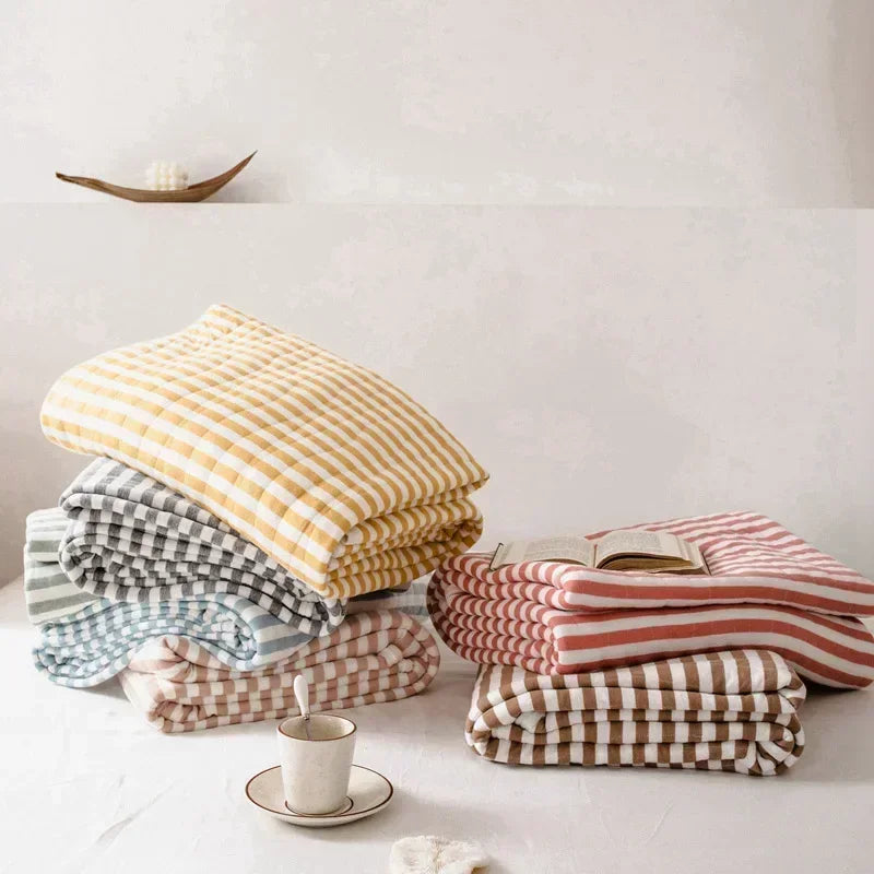 Afralia™ Soft Cotton Summer Quilt, Skin-Friendly & Washable Single/Double Blanket