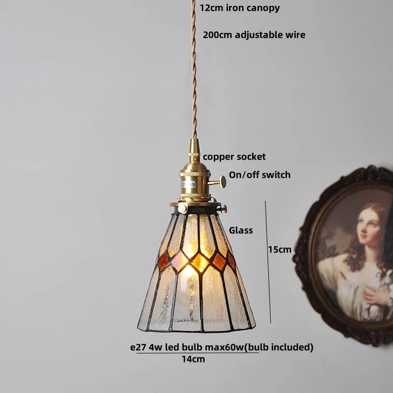 Afralia™ Red Tiffany Glass Knob Switch Pendant Lamp - Nordic Handcrafted LED Hanging Light