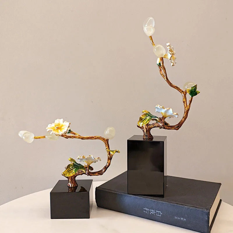 Afralia™ Golden Tree Plum Blossom Crystal Handicraft Décor for Home Settings