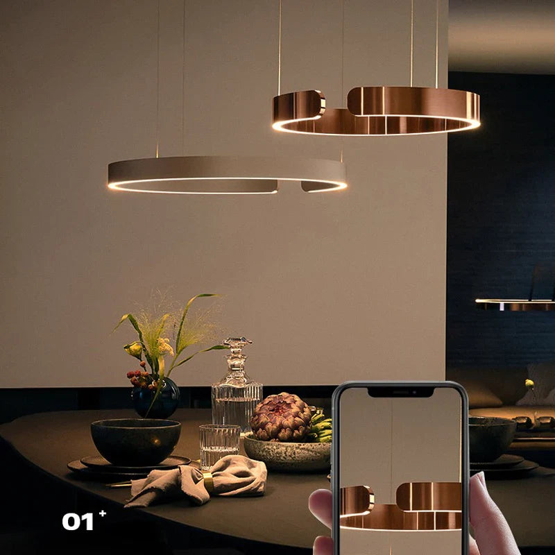 Afralia™ Modern LED Chandelier 4 Circle Pendant Lights Aluminum Gold Black 20-80cm