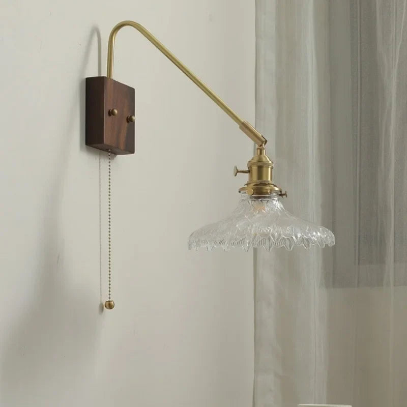Afralia™ Modern LED Wall Lamp Walnut Copper Stair Light Fixtures Bedroom Bathroom Living Room