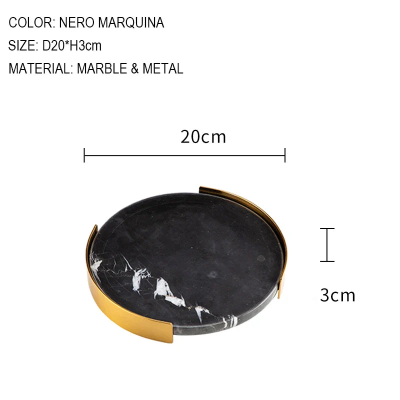 Afralia™ Marble Tray with Golden Metal Pallet for Bathroom Luxury Storage