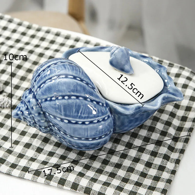 Afralia™ Ceramic Marine Life Decorative Storage Tray for Dresser or Tabletop