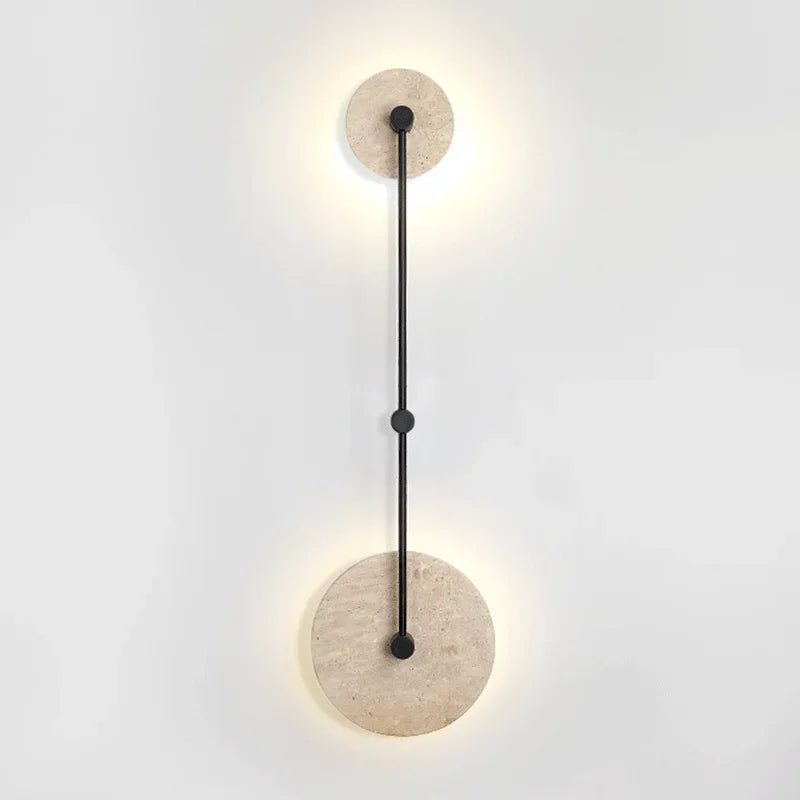 Afralia™ Round Natural Stone Art LED Wall Lamp for Bedroom Decor and Bedside