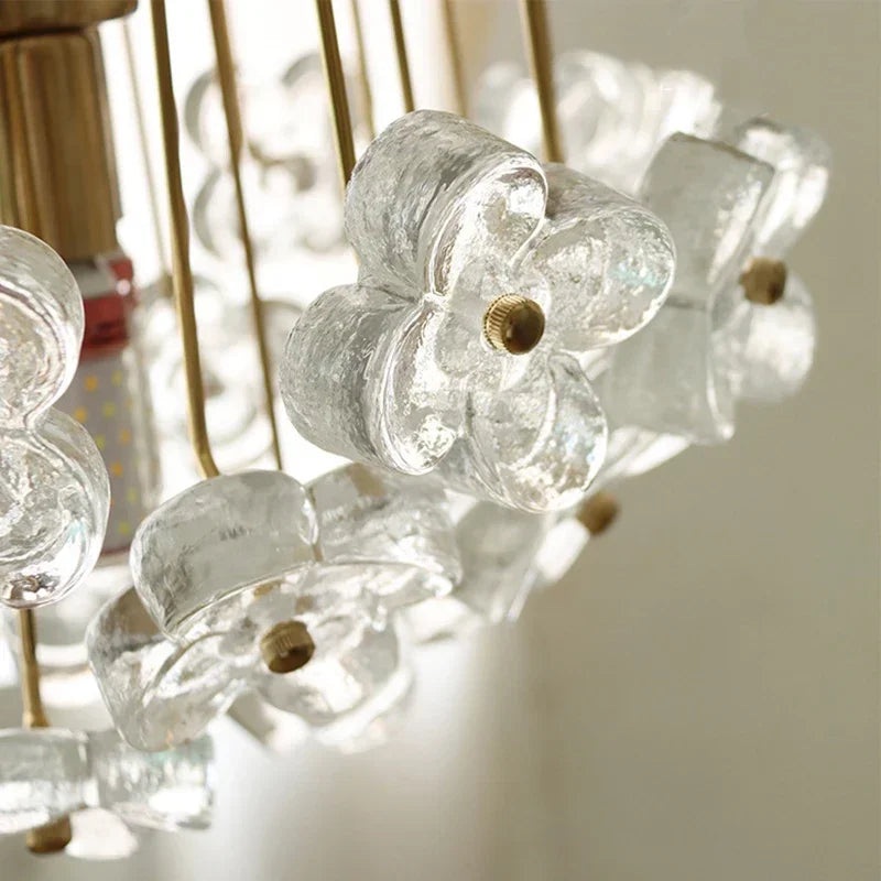 Afralia™ Antique Petal Glass Iron Chandelier for Home Decor