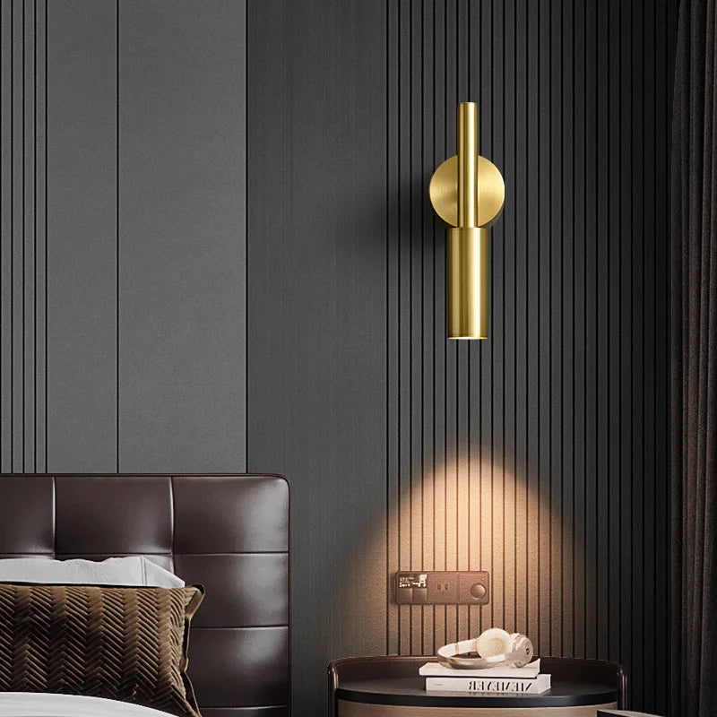 Afralia™ Brass LED Wall Lamp: 3 Color Temp Dimming, Rotatable for Parlor, Bedroom & Reading