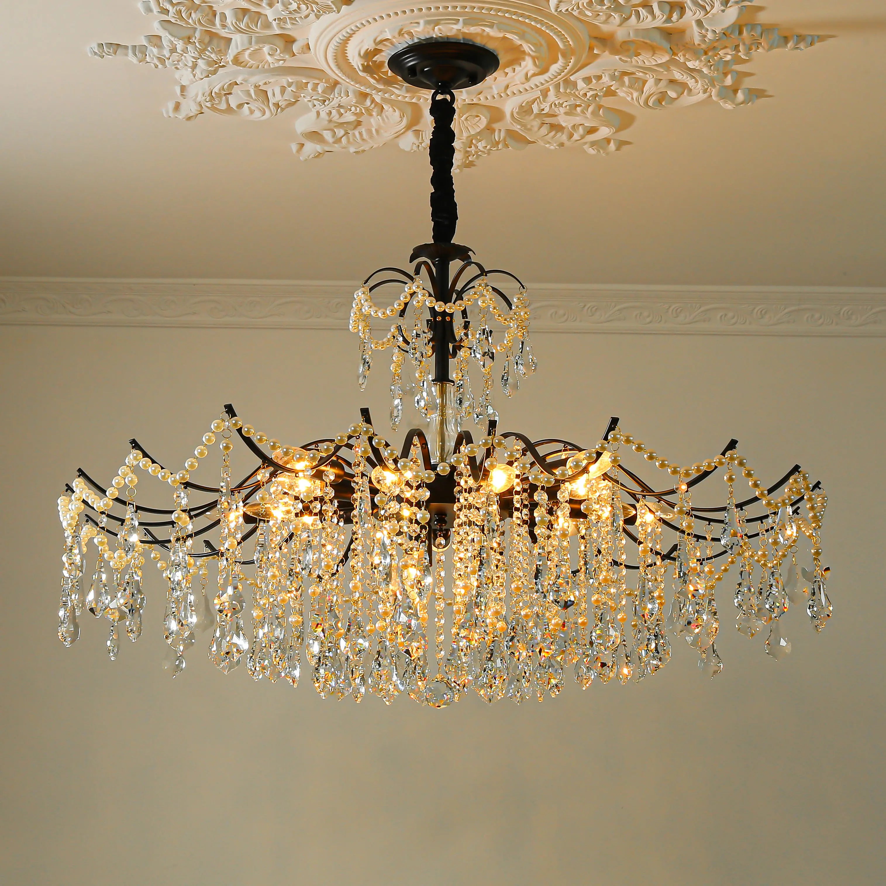 Afralia™ Nordic Crystal Chandelier LED Pendant Lamp for Home Decor & Indoor Lighting