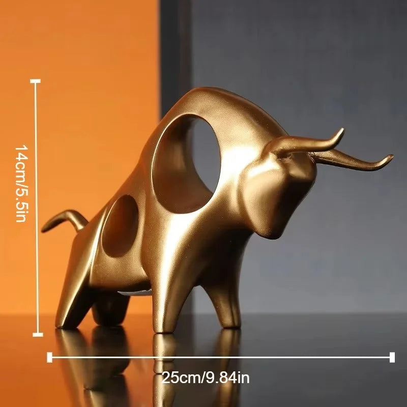 Afralia™ Abstract Bull Sculpture Cattle Statue for Home Decor Living Room Ornament