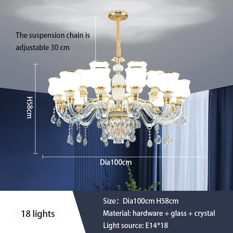 Afralia™ European Luxury Crystal Chandelier: Elegant Main Light for Living Room, Dining Room, Hall