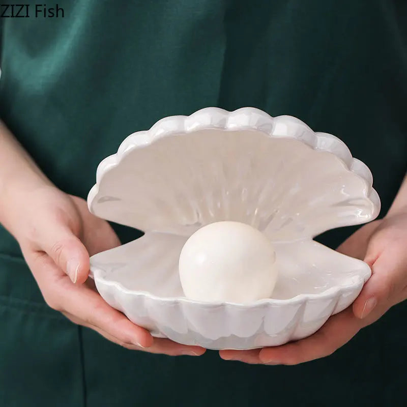 Afralia™ Dream Pearl Ceramic Lamp Desk Decoration Modern Home Decor Ornaments Shell Storage Box