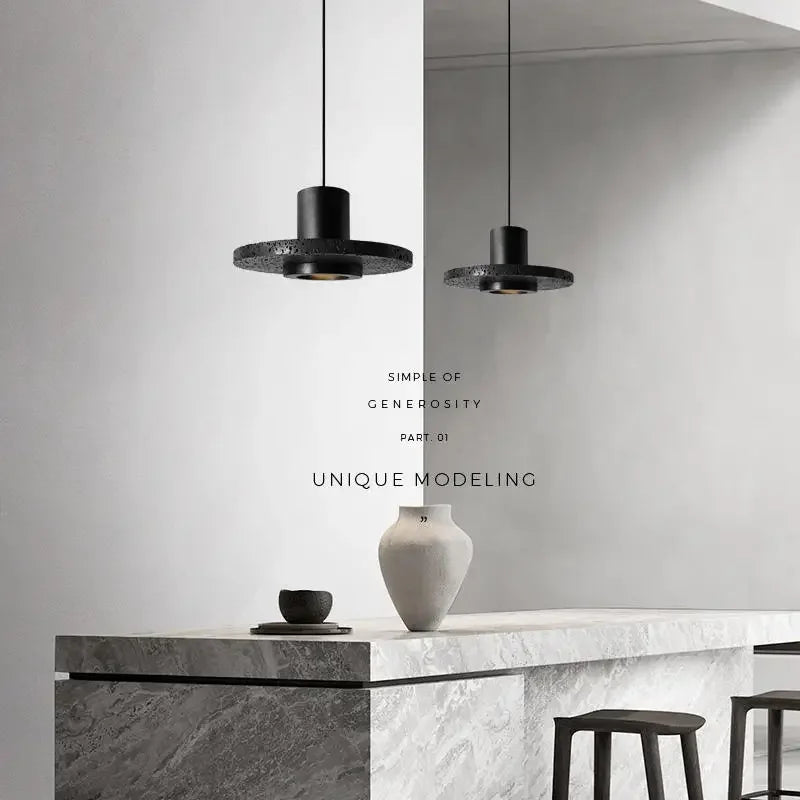 Afralia™ Modern Minimalist Black Hole Stone Bedroom Pendant Chandelier