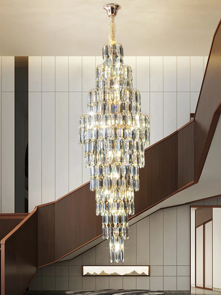 Afralia™ Crystal Spiral Pendant Light Chandelier Loft Luxury Staircase Elegant Upscale