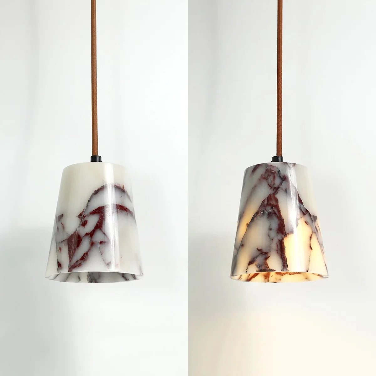 Afralia™ Bulgari Stone LED Pendant Lamp - Natural Marble Hanging Light