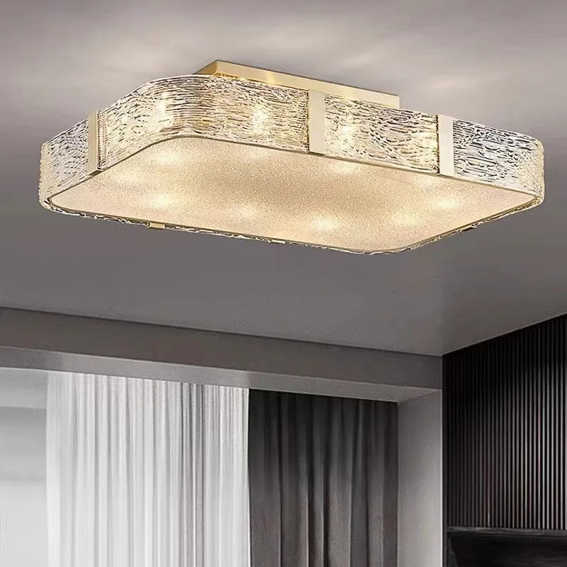 Afralia™ Gold Glass Ceiling Chandelier LED Suspension Luminaire for Home Decor