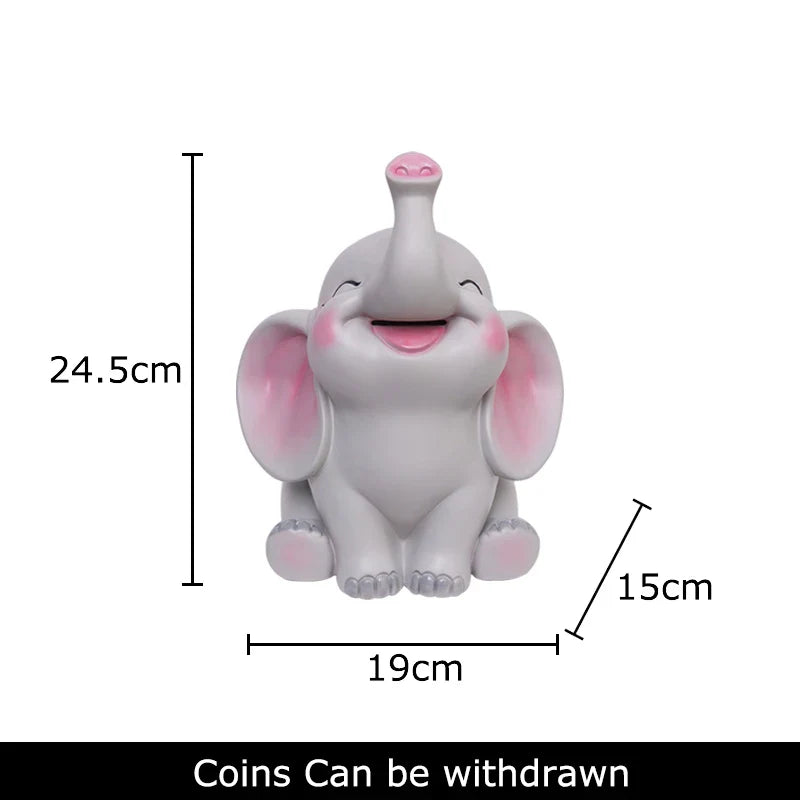 Afralia™ Elephant Child Savings Jar Piggy Bank Room Decor Resin Sculpture Elephant Ornament