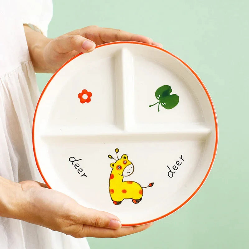 Afralia™ Kids Cartoon Grid Plate - Fun & Functional Divider Dish for Breakfast & Snacks