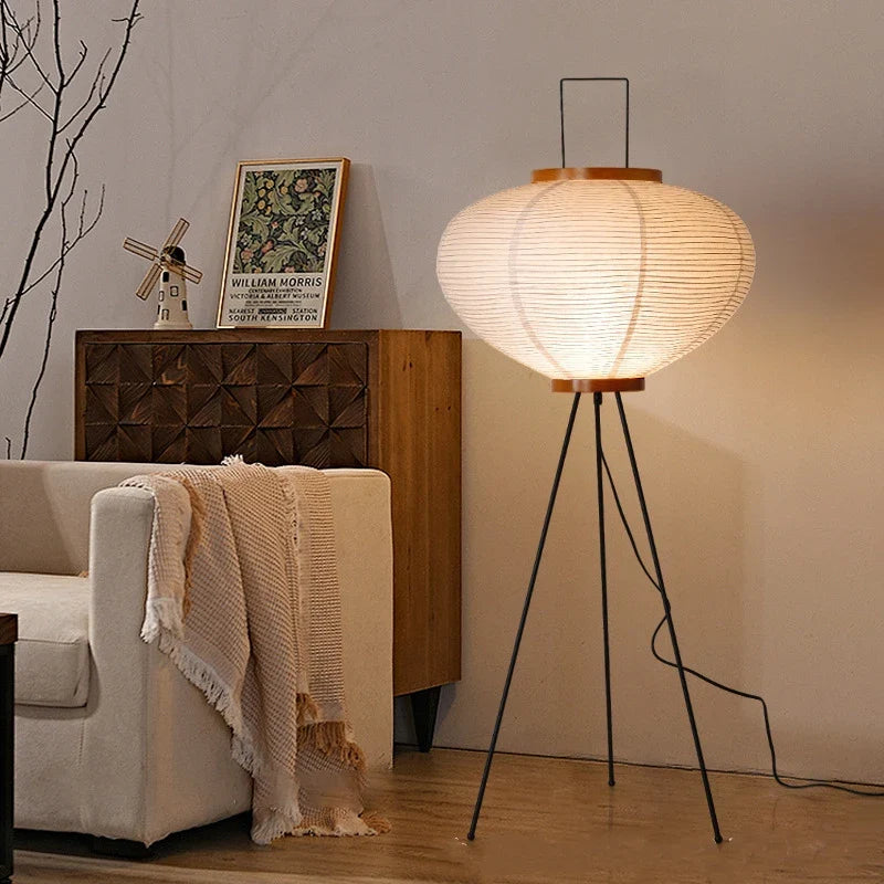 Afralia™ Rice Paper Floor Lamp for Living Room Bedroom (E27 Bulb)