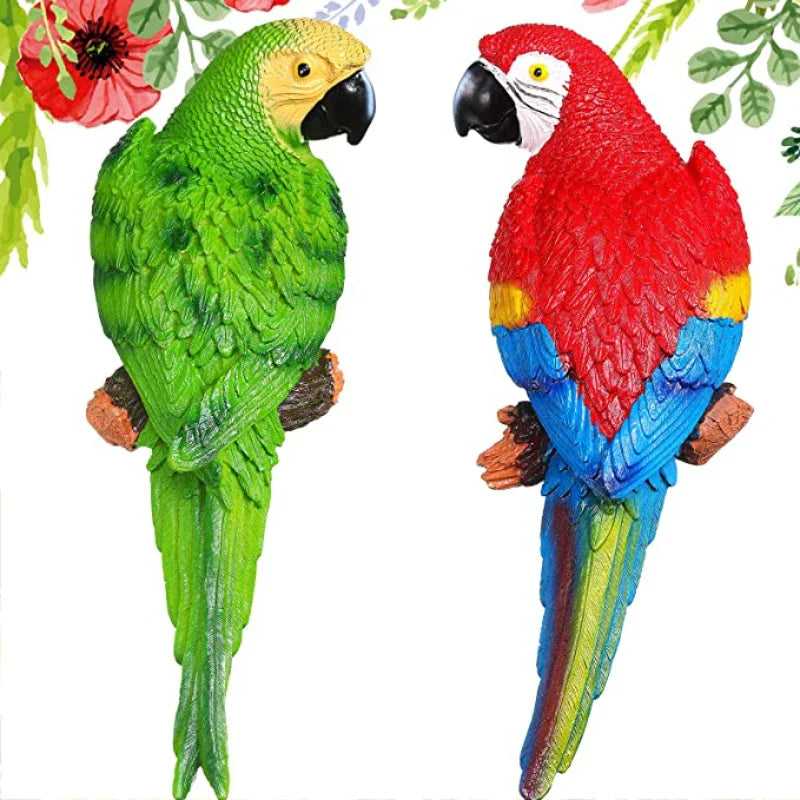 Afralia™ Parrot Figurine: Wall Hanging Decoration & Garden Sculpture