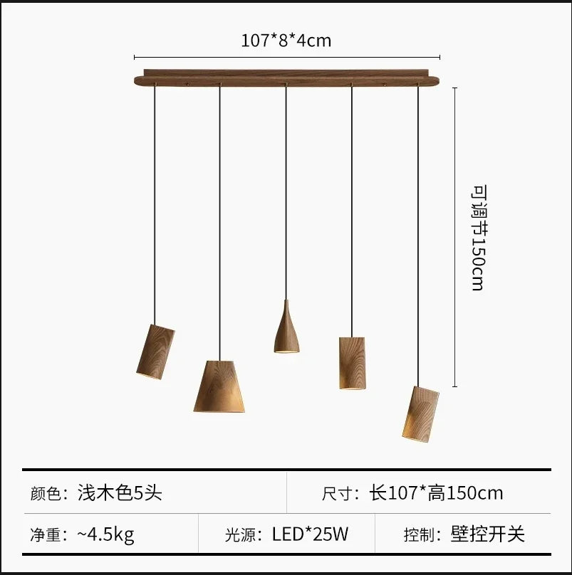 Afralia™ Nordic Wood Bedside Lamp LED Chandelier for Bedroom, Restaurant, and Bar Table