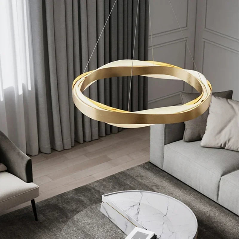 Afralia™ Black Circle Chandelier Luxury Pendant Light for Home Decor