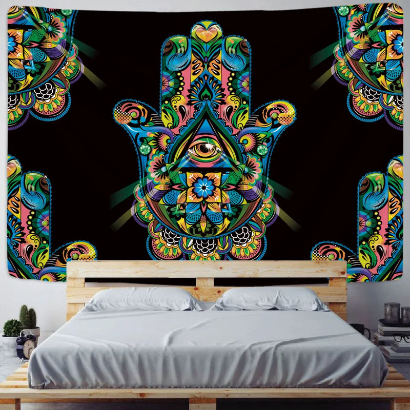 Afralia™ Lucky Hand Mandala Tapestry Wall Hanging Boho Decor