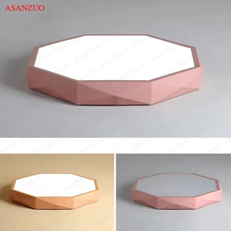 Afralia™ Octagon Macaroon LED Ceiling Light: Modern Nordic Lamp for Children's Room, Bedroom & Living Room