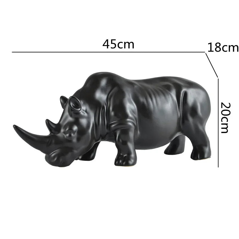 Afralia™ White Rhino Ceramic Animal Sculpture Home Decor Accent