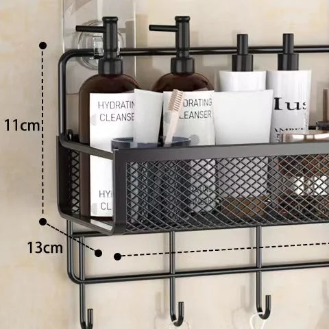 Afralia™ Bathroom & Kitchen Wall Shelf Organizer - Square Shampoo Storage Rack