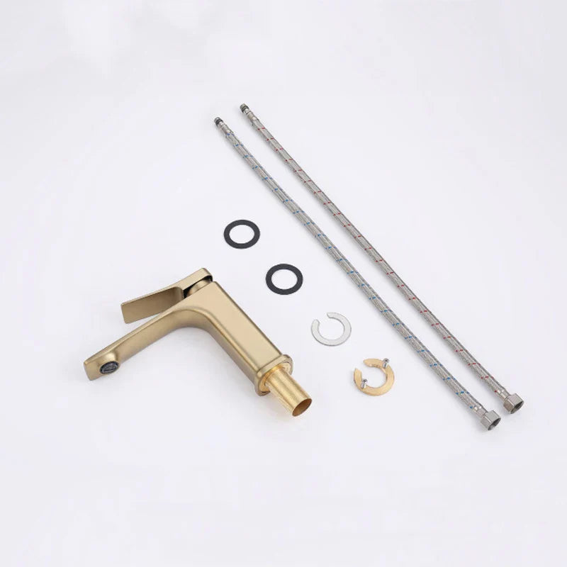Afralia™ Modern Gold Black Basin Faucet Mixer Tap Brass Hot Cold Water Sink Tap