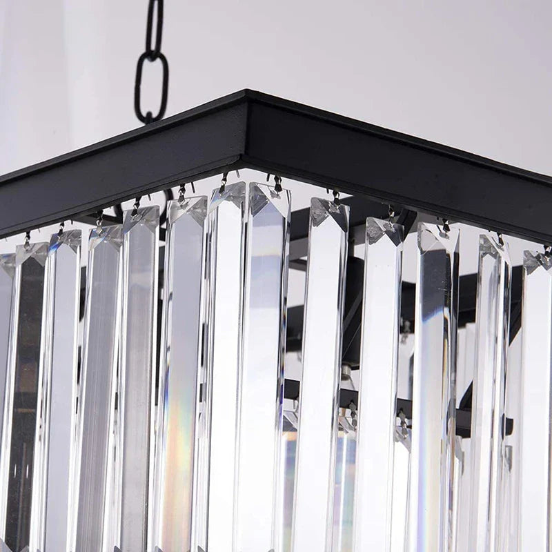 Afralia™ Luxury Crystal Chandeliers for Living Hotel Lobby Restaurant Black Round Square Pendant LED Lighting