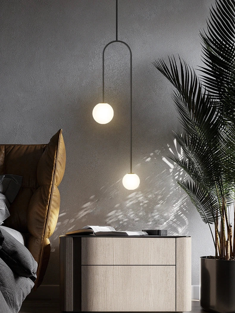 Afralia™ Arc Line Chandelier: Nordic Suspension Pendant for Living Dining Room Kitchen