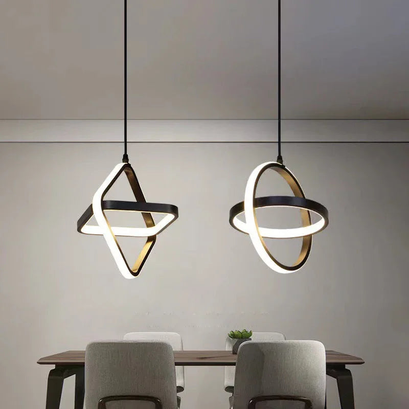 Afralia™ Modern LED Pendant Lights - Sleek Black Chandelier