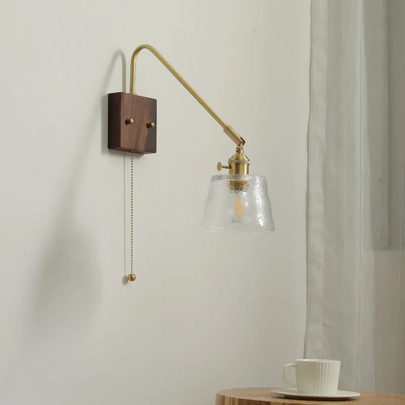 Afralia™ Modern LED Wall Lamp Walnut Copper Stair Light Fixtures Bedroom Bathroom Living Room