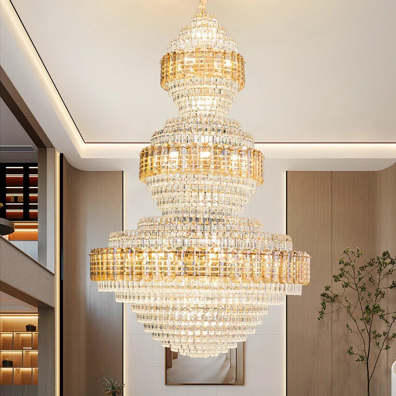 Afralia™ European Crystal Duplex Chandelier for Elegant Living Room and Villa décor.