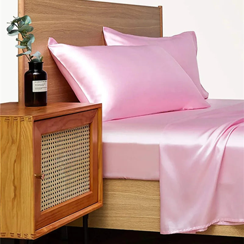 Afralia™ Satin Bed Sheet Set for Luxury High-End King Queen Twin Full Size Bed