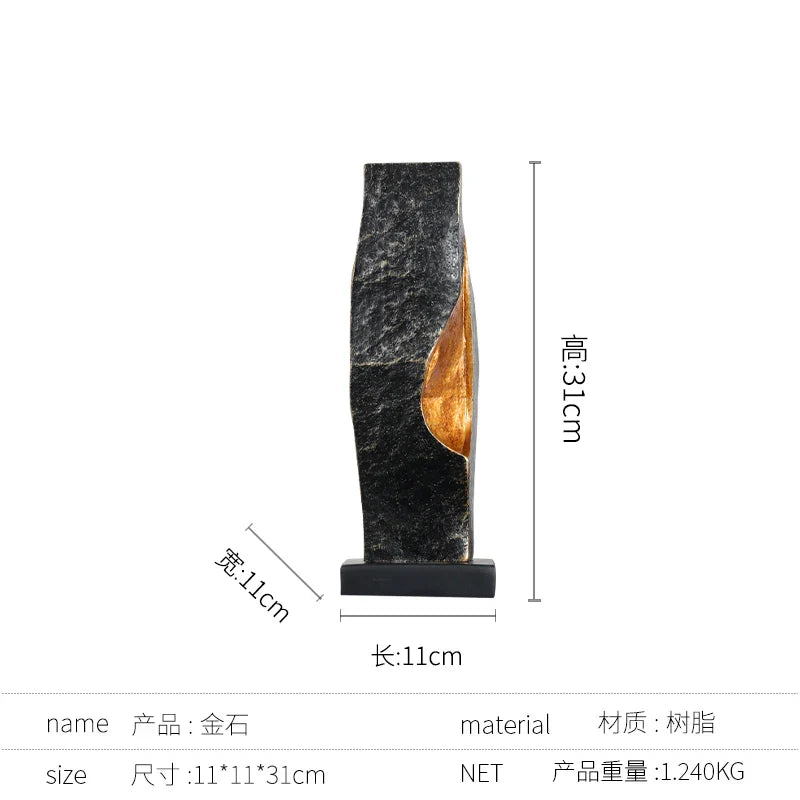 Afralia™ Golden Ring Black and White Striped Abstract Resin Figurines Home Decor