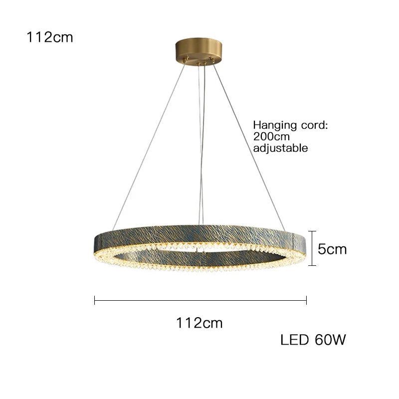 Afralia™ Blue Copper Crystal LED Ceiling Chandelier for Dinning Room