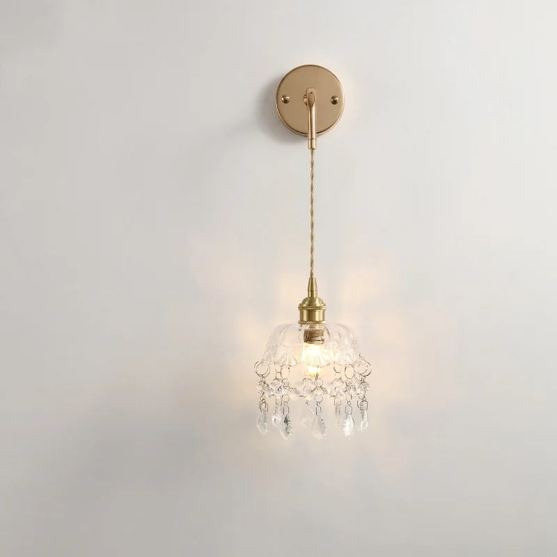 Afralia™ Clear Glass LED Wall Lamp Modern Crystal Home Decor Bathroom Mirror Light