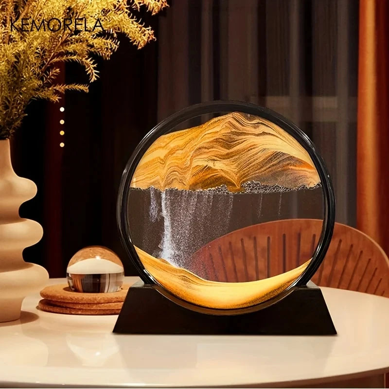 Afralia™ 3D Moving Sand Art Picture - 12 Inch Round Glass Ocean Sandscape Hourglass